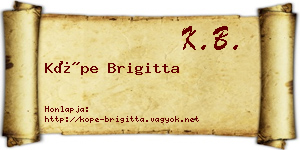 Köpe Brigitta névjegykártya